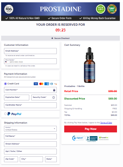Prostadine Secured Checkout Form